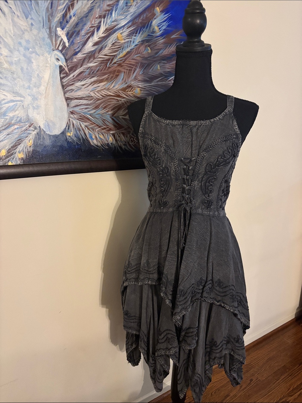 Lapogee OS Fairy Festival Hippie Gray Black Dress